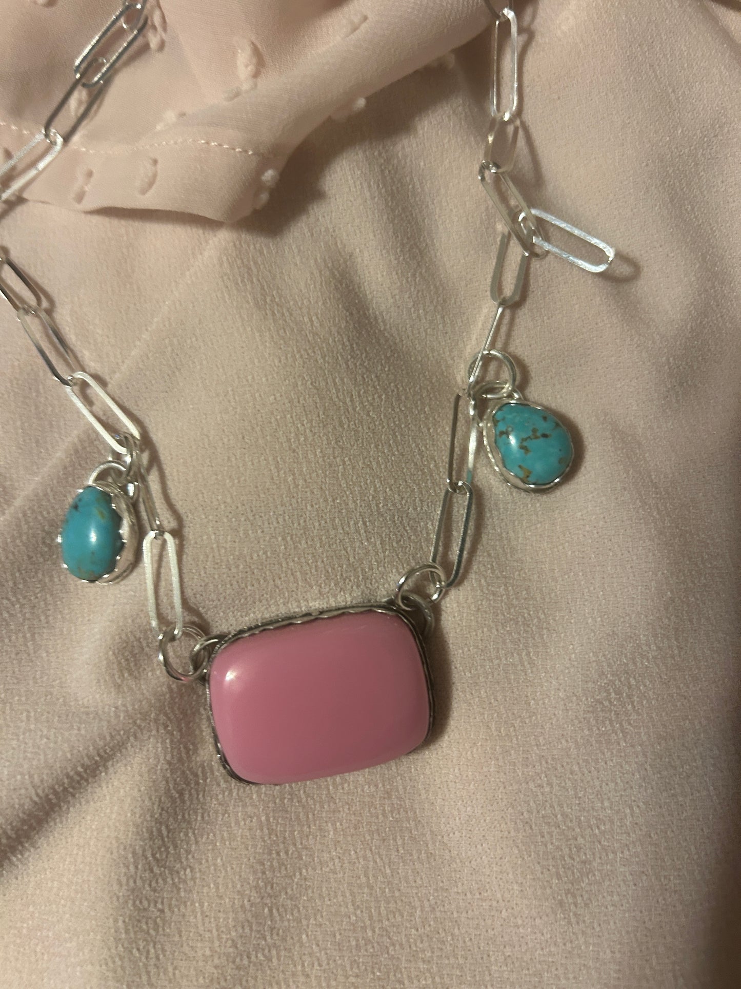 Pink stone necklace