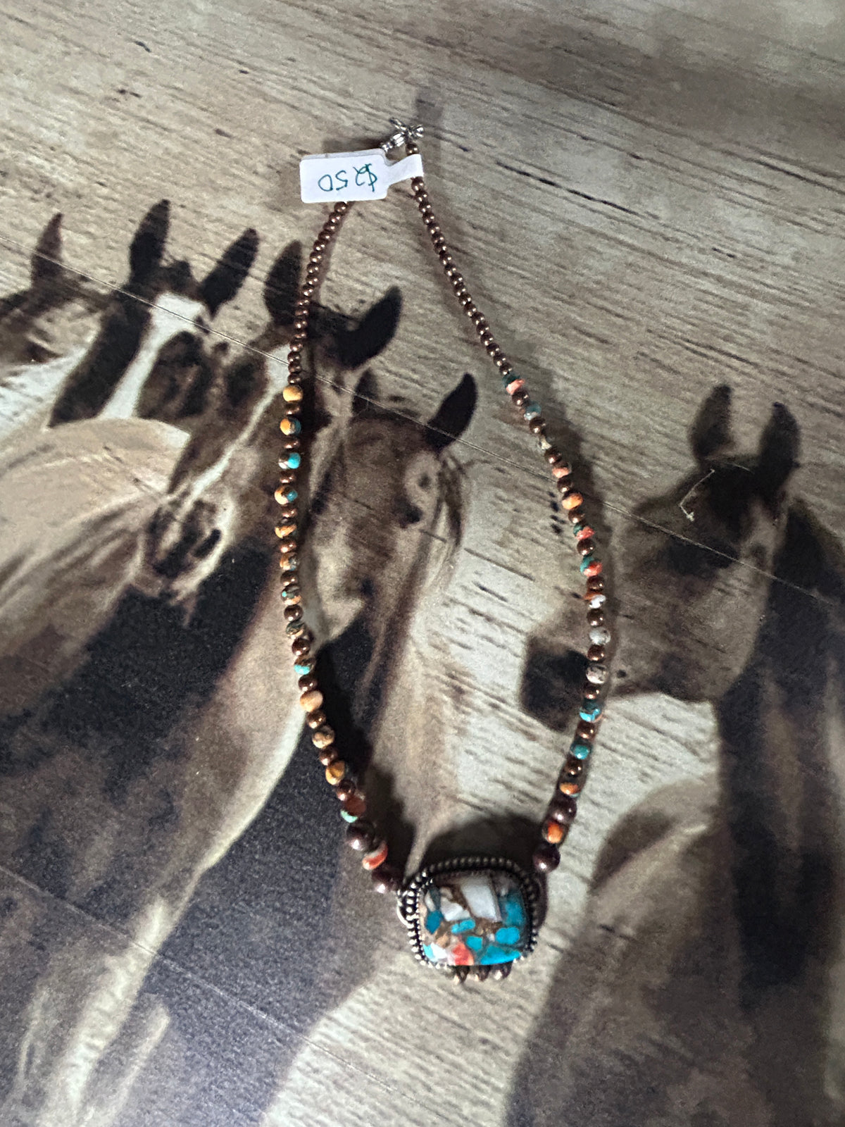 Copper beaded necklace