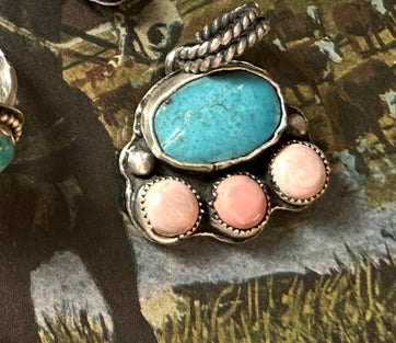 Turquoise an Australian opal pendant