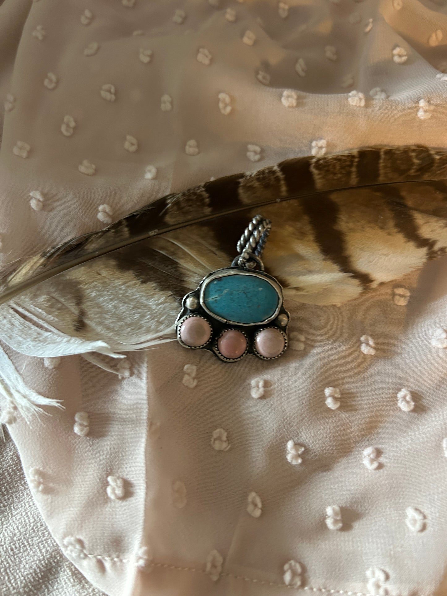 Turquoise an Australian opal pendant