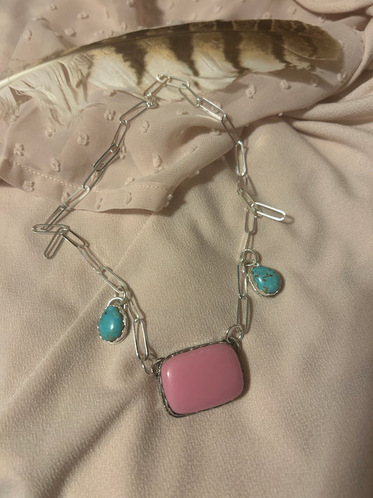 Pink stone necklace
